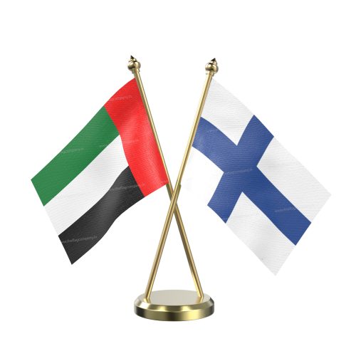 Finland Cross Table Flag With Brass Base And Brass Pole - Seher Flags