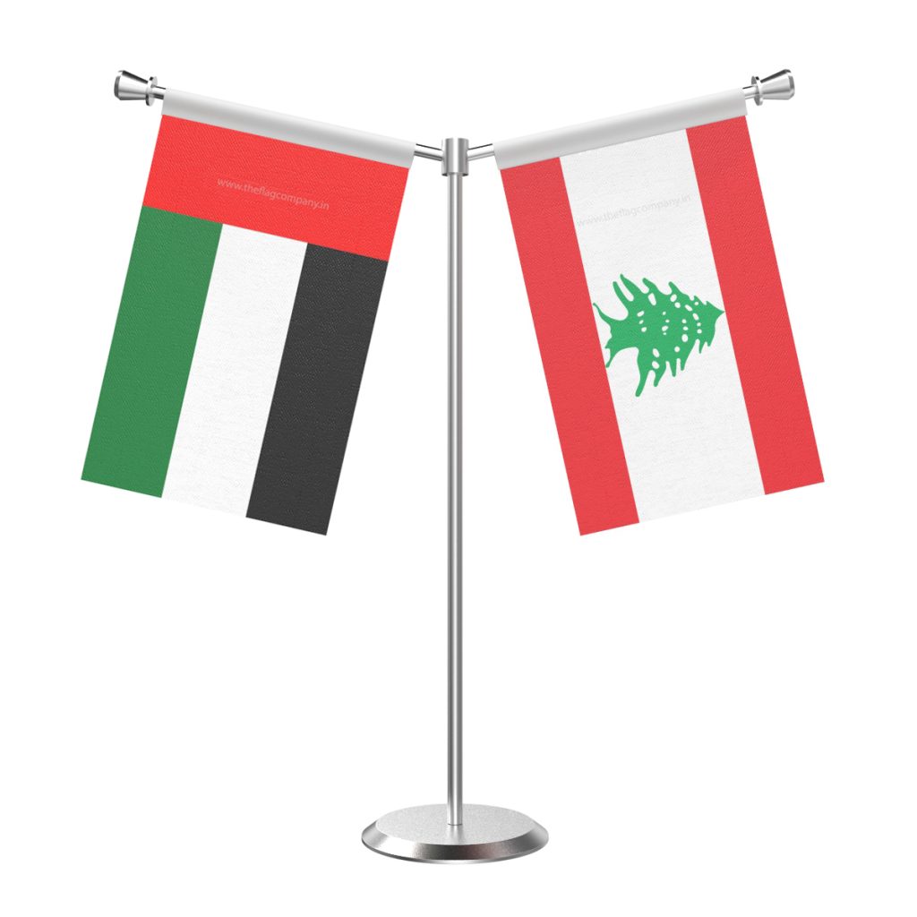 Lebanon Y Shaped Table Desk Miniature Flag with Stainless Steel Base